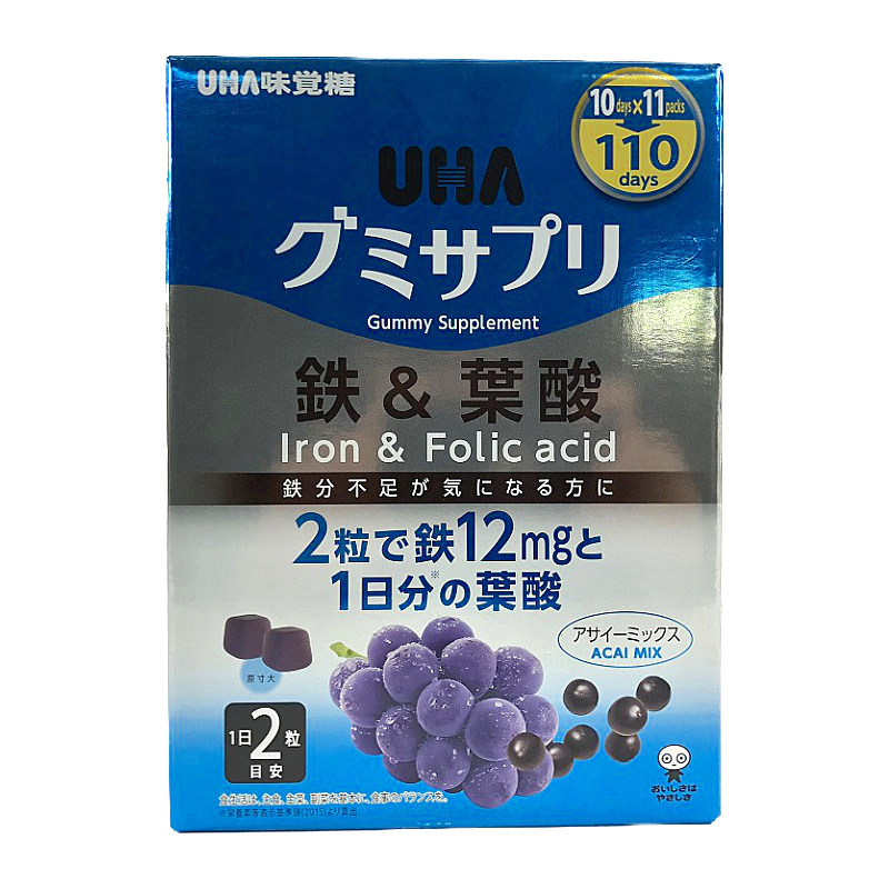 Uha味覚糖 グミサプリ 鉄 葉酸 110日分 2粒 Uha Gummy Iron Folic