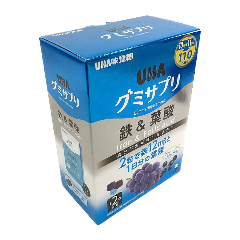 Uha味覚糖 グミサプリ 鉄 葉酸 110日分 2粒 Uha Gummy Iron Folic