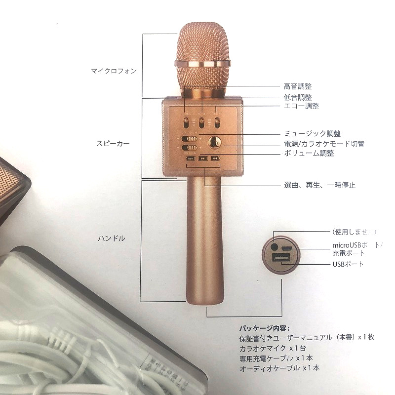 Gigastone カラオケマイク Bluetoothスピーカー内蔵 Karaoke Microphone Gigastone カラオケマイク Bluetoothスピーカー内蔵 Karaoke Microphone