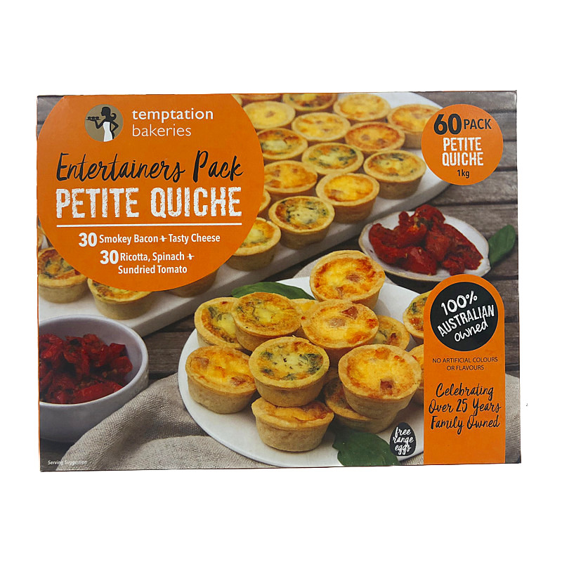 ミニキッシュアソート 30個 2 ベーコンチーズ リコッタピスナッチ Temptation Bakeries Petit Quiche Assort