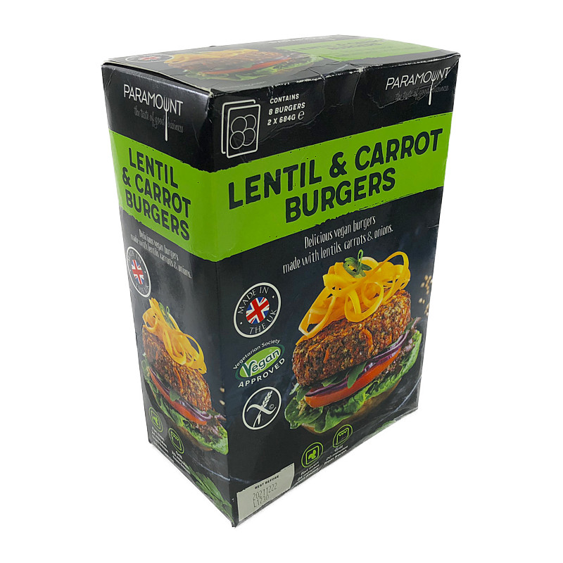 レンズ豆とニンジンのパティ ベジタブル バーガーパティ 8枚 Paramount Lentil Carrot Burgers