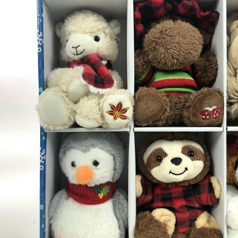 ぬいぐるみのオーナメント 6個入り ブルー Plush Ornaments