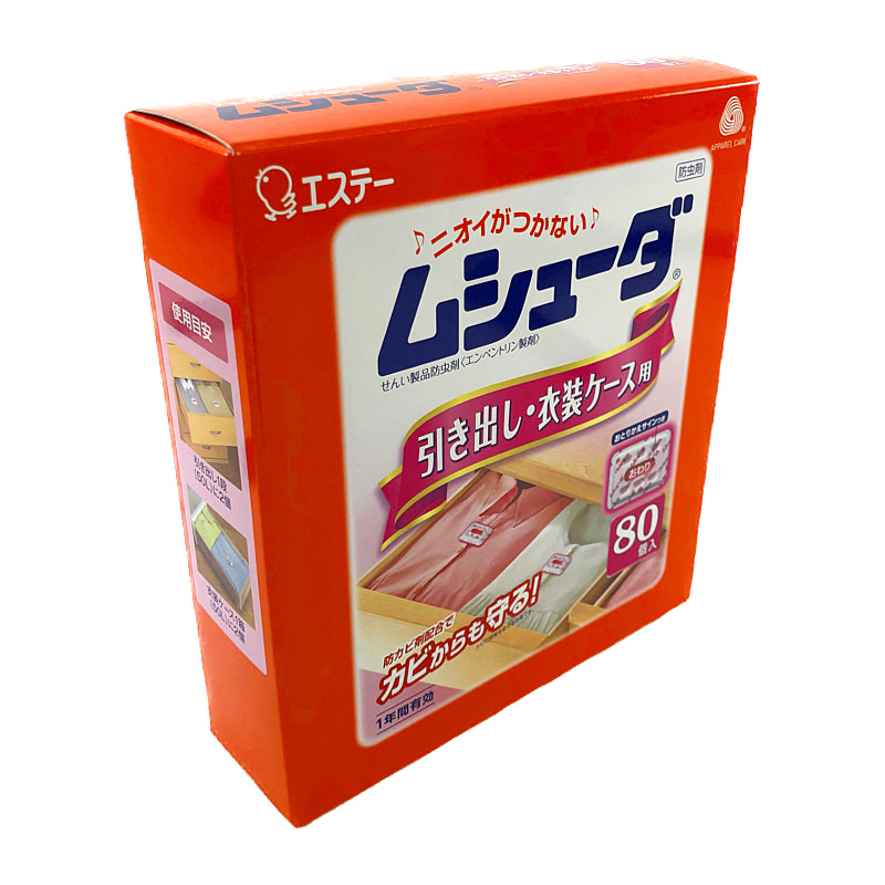 ムシューダ 引き出し、衣装ケース用 1年防虫 80個入り Drawer Moth Pads 80P