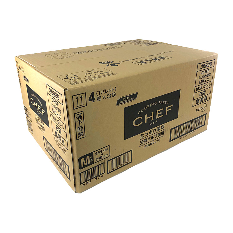 送料込み 花王 シェフ クッキングペーパー たっぷり吸収 Mサイズ 100枚 2ロール 6 Kao Chef Kitchen Paper