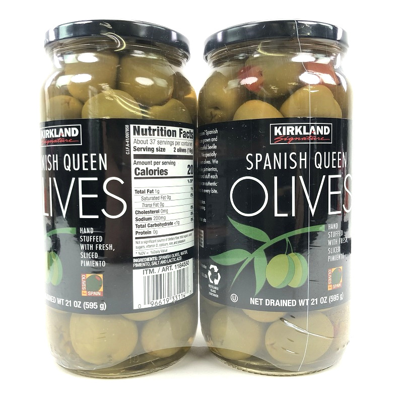 カークランド スパニッシュ クイーン オリーブ ピメント入り 595g 2 Ks Spanish Queen Olives カークランド スパニッシュ クイーン オリーブ ピメント入り 595g 2 Ks Spanish Queen Olives