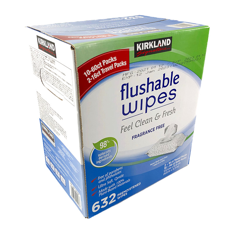 カークランド 流せるウェットワイプ 無香料 60枚 10個 16枚 2個 Ks Flushable Wipe Fragrance Free