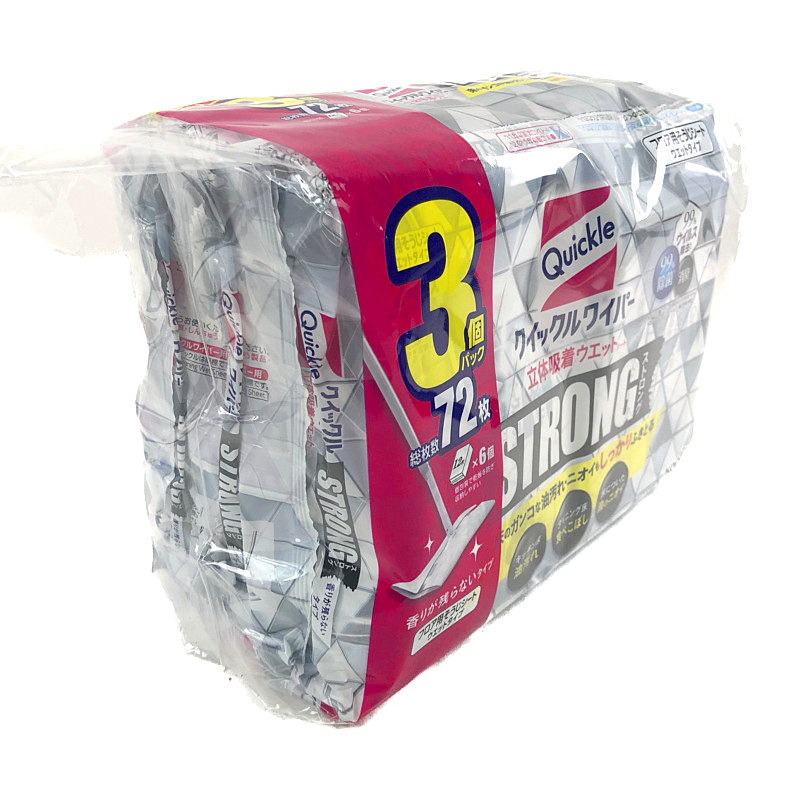 クイックルワイパー 立体吸着 ウエットシート ストロング 24枚入り×3袋 Quickle Wiper Strong