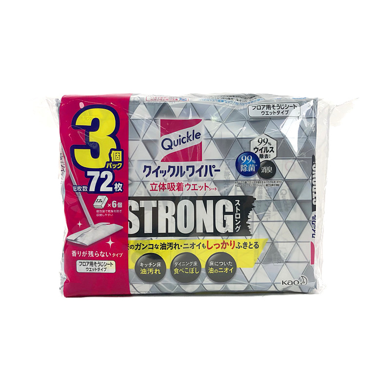 クイックルワイパー 立体吸着 ウエットシート ストロング 24枚入り 3袋 Quickle Wiper Strong クイックルワイパー 立体吸着 ウエットシート ストロング 24枚入り 3袋 Quickle Wiper Strong