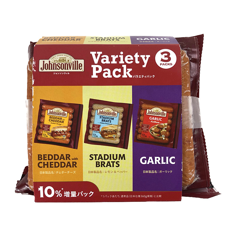ジョンソンヴィル チェダー レモン ペッパー ガーリック 396g 3袋 Johnsonville Variety Pack