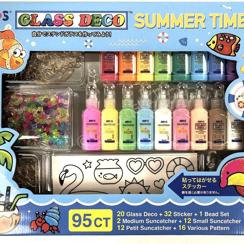 グラスデコ サマーバージョン 19色ステッカー 32枚 サンキャッチャー／イラスト／ビーズ付 Glass Deco Summer 95CT