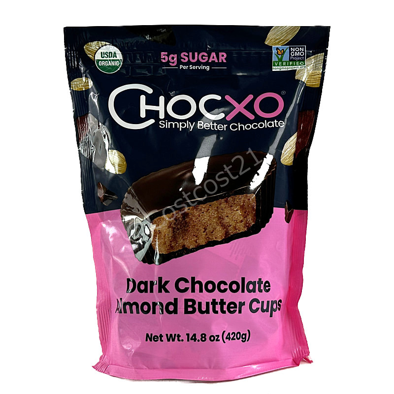 チョコXO オーガニック ダークチョコレートアーモンド バターカップ 420g (約30個入) Chocxo Organic Dark