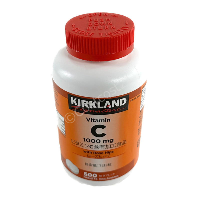 カークランド ビタミンC 1000mg 500粒 1日目安：2粒 KS Vitamin C with Rose Hips
