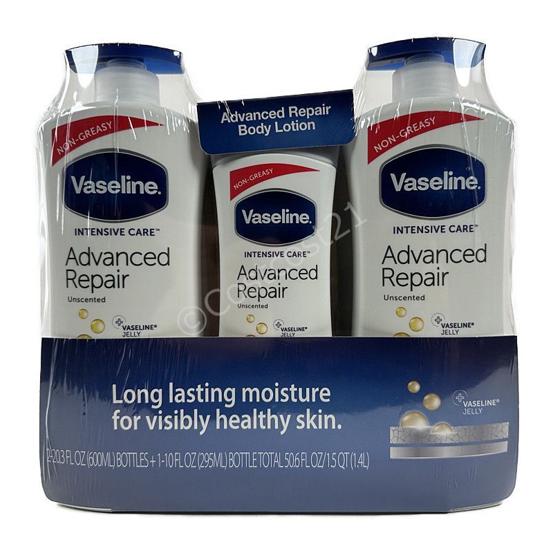 ヴァセリン アドバンスドリペア ボディローション 3本セット (600ml×2本、295ml×1本) Vaseline Advanced Repair  Body Lotion 3pack