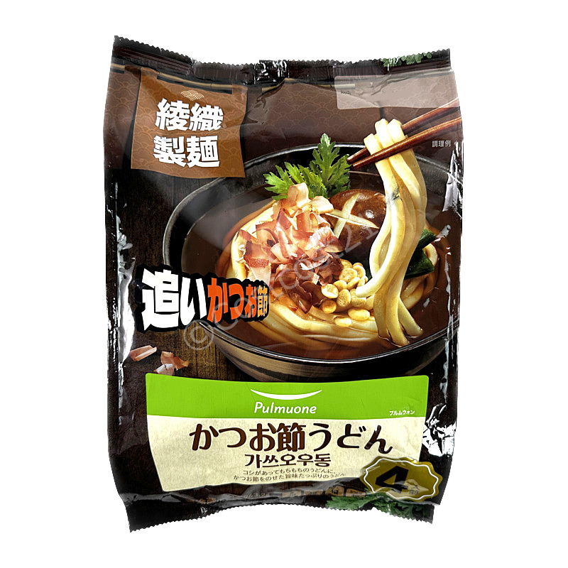 かつお節うどん　Pulmuone　Katsuo　Noodle　4食入り　Udon　(麺・スープ・カヤク・鰹節)　Soup
